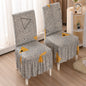 Geometric Pattern Stretch Dining Chair Slipcover with Skirt Set of 2