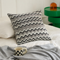 Wave Pattern 100% Cotton Knitted Decorative Throw Pillow Cover