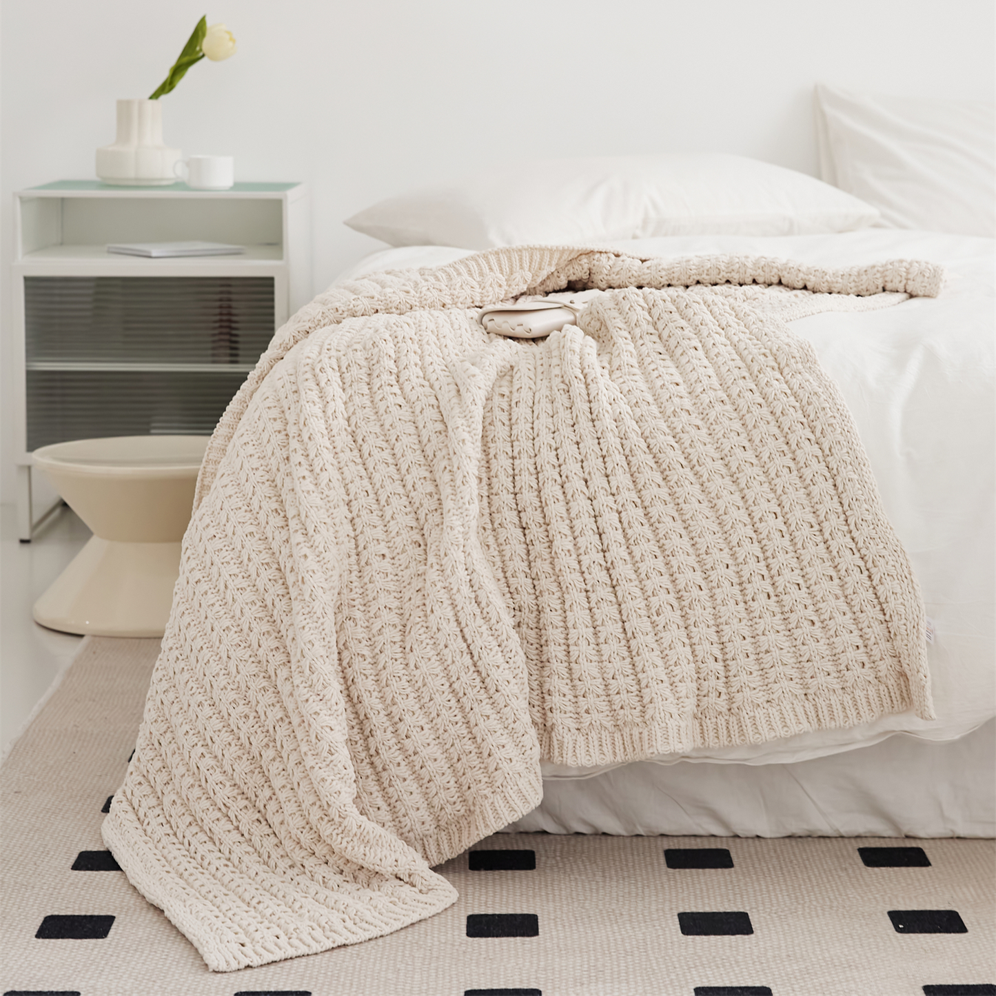 Solid Chunky Knit Throw Blanket for Couch Bedroom