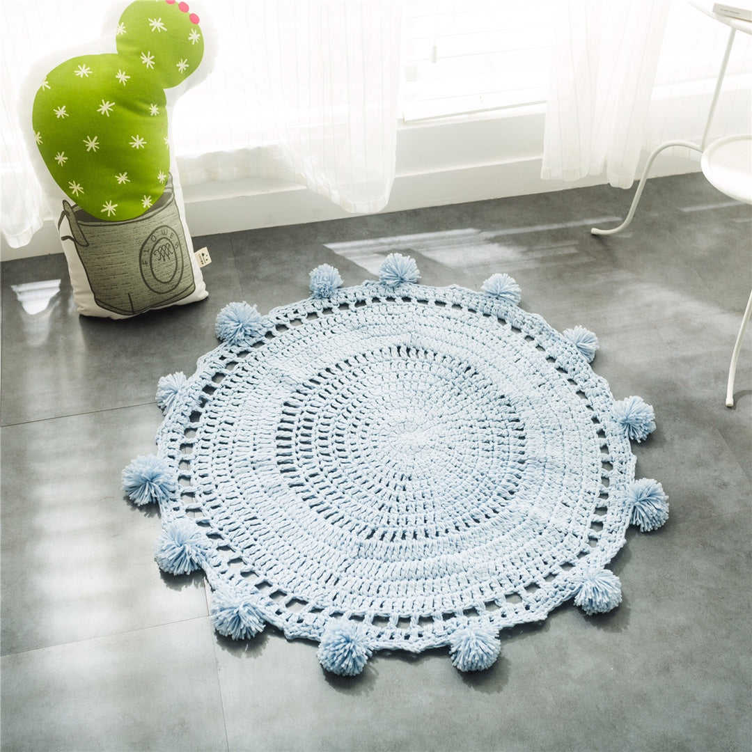 Handmade Woven Living Room Knitted Round Hollow Area Rug