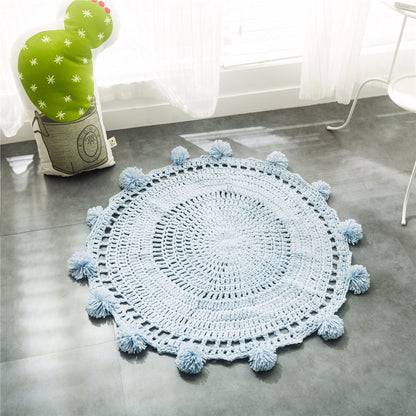 Handmade Woven Living Room Knitted Round Hollow Area Rug