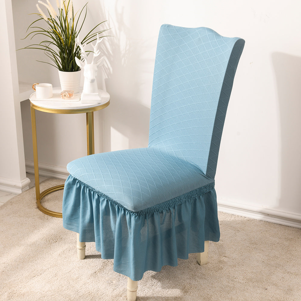 Jacquard Dining Chair Slipcover with Skirt for Wedding Banquet Party Decoration