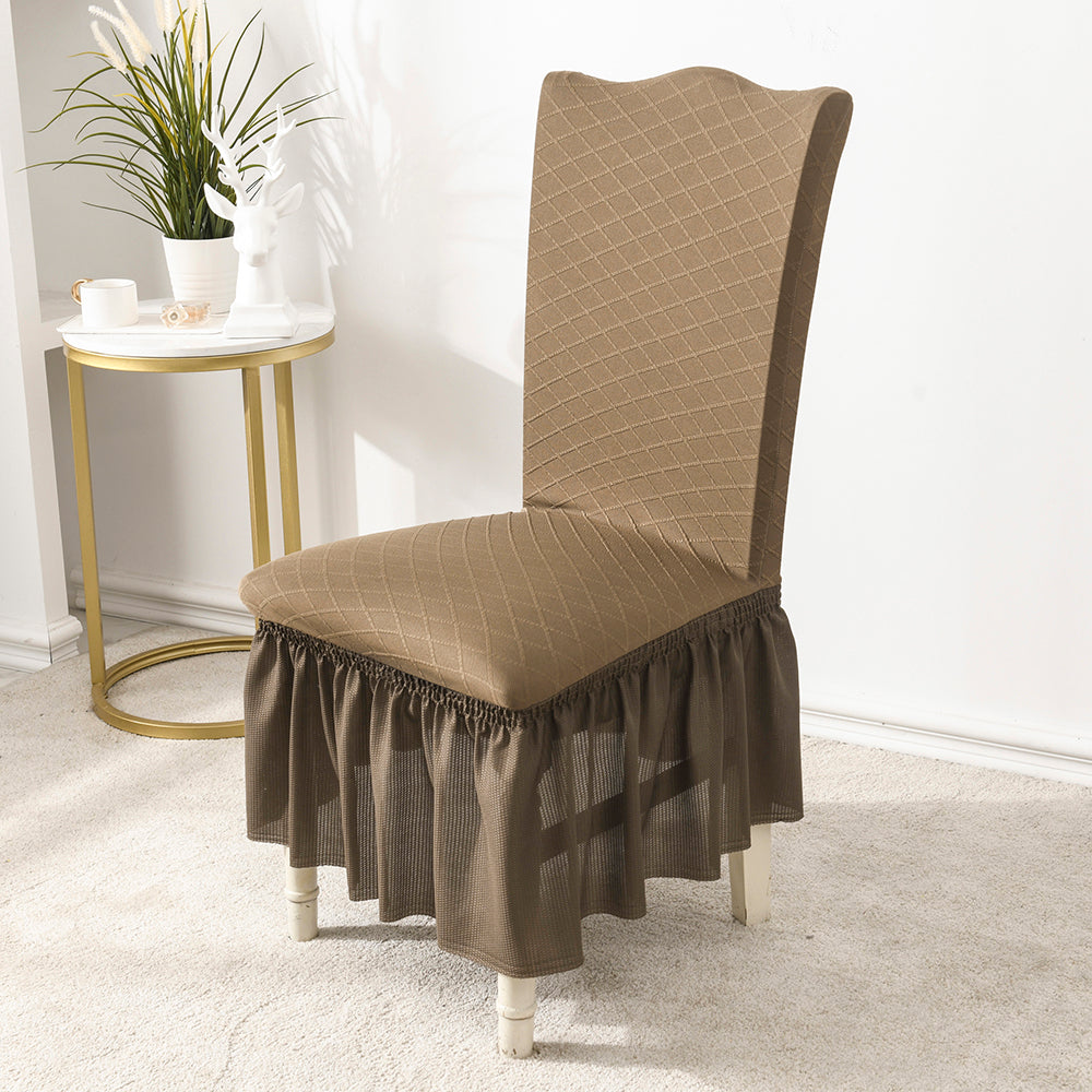 Jacquard Dining Chair Slipcover with Skirt for Wedding Banquet Party Decoration