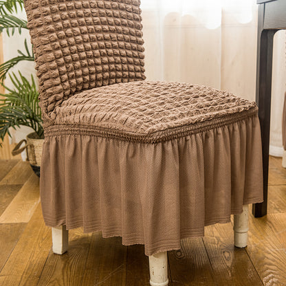 Bubble Gauze Stretch Restaurant Chair Seat Cover with Skirt