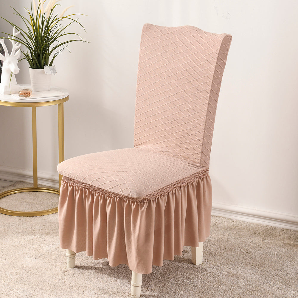 Jacquard Dining Chair Slipcover with Skirt for Wedding Banquet Party Decoration