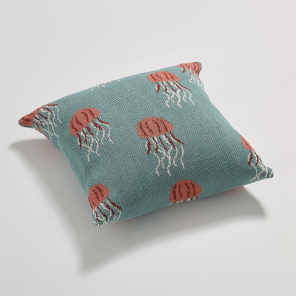 Cartoon Jellyfish Pattern 100% Cotton Knitted Decorative Pillow Cover