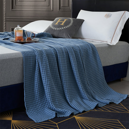 100% Cotton Waffle Weave Bed Blanket for Spring Summer