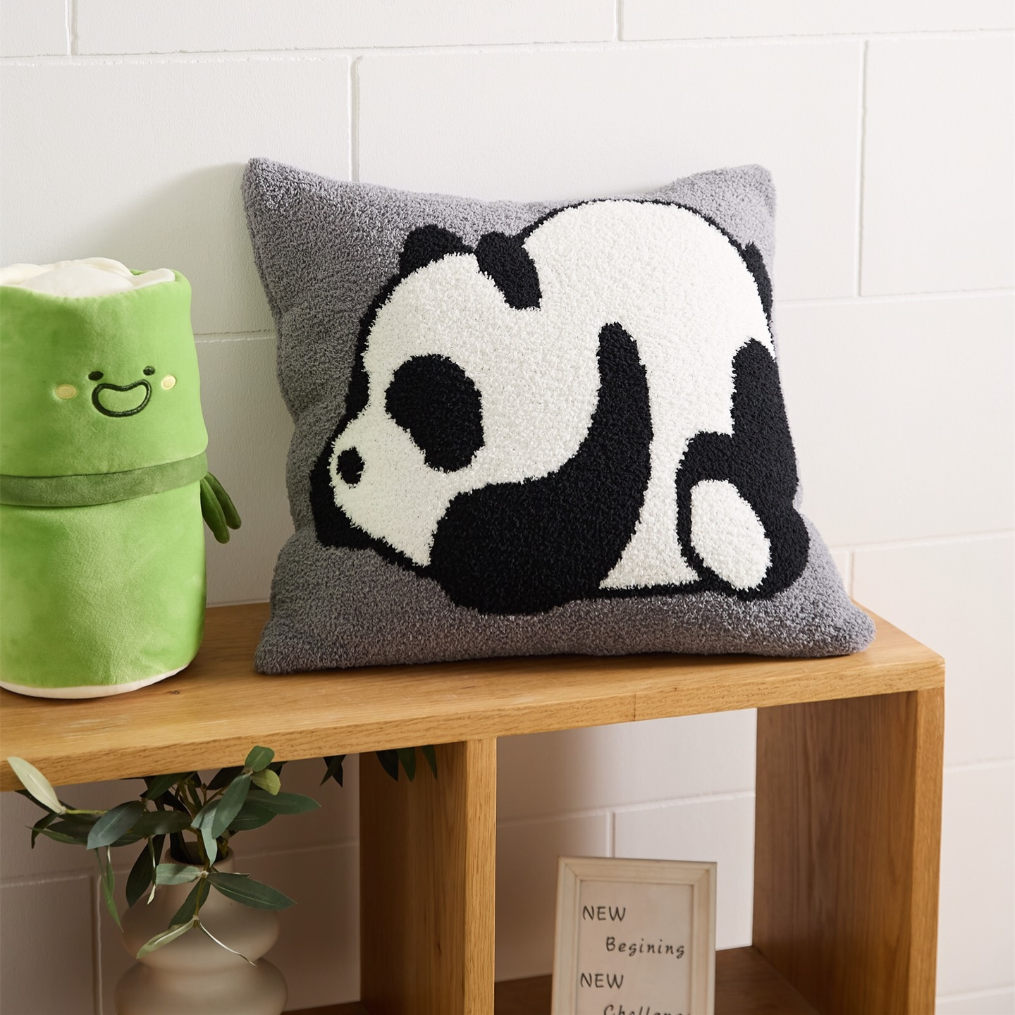 Cute Cartoon Panda Pattern Decorative Pillow Cover without Filler