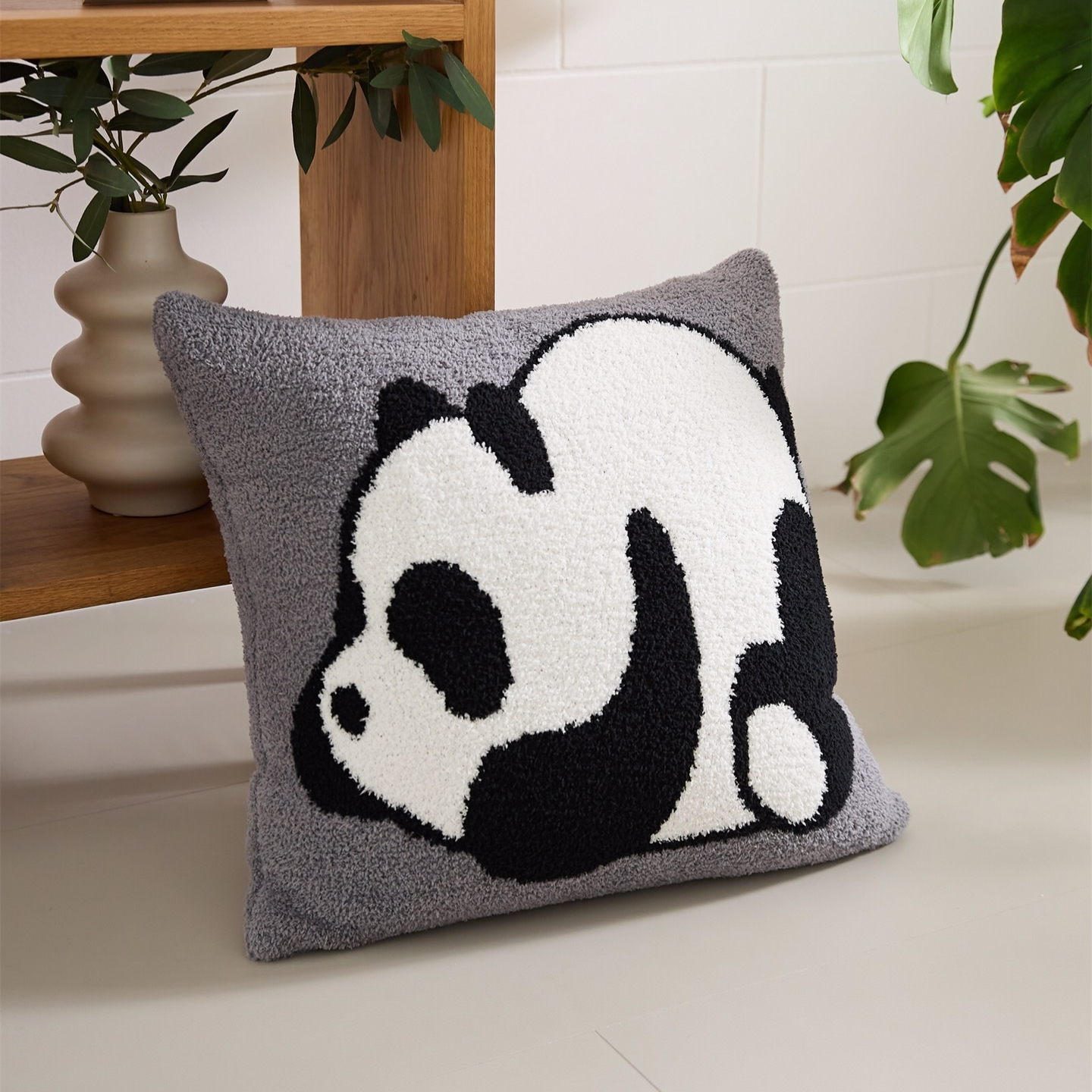 Cute Cartoon Panda Pattern Decorative Pillow Cover without Filler