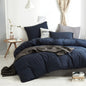 Washed Cotton Solid Color Duvet Cover Set with Ball Fringe 3 Pcs