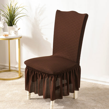 Jacquard Dining Chair Slipcover with Skirt for Wedding Banquet Party Decoration