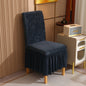 Crystal Velvet Fabric Dining Chair Seat Cover with Pleated Skirt