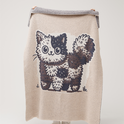 Decorative Knitted Throw Fleece Blanket Soft Warm Cozy for Cat Lovers