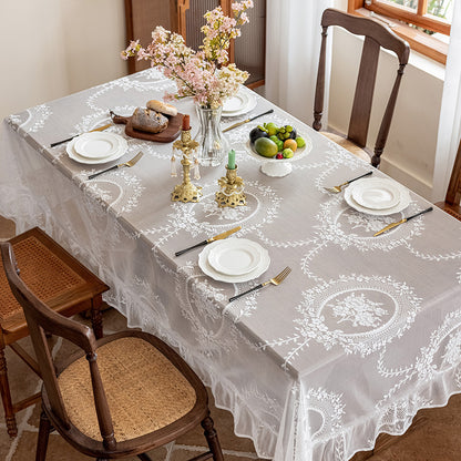 Exquisite Jacquard Round Rectangular Lace Tablecloths for Outdoor Party Decoration