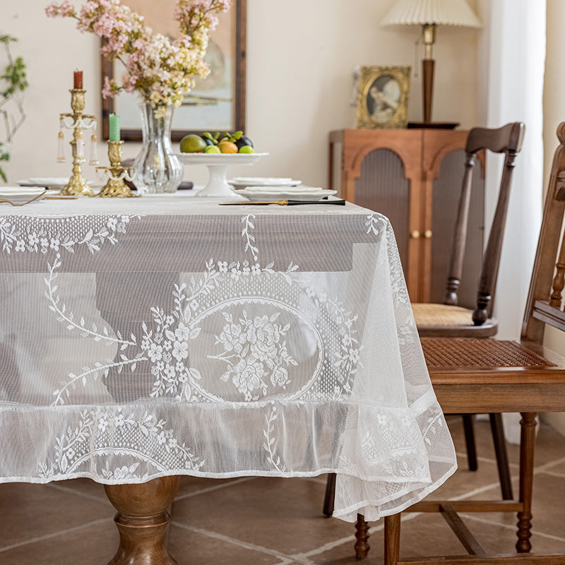 Exquisite Jacquard Round Rectangular Lace Tablecloths for Outdoor Party Decoration