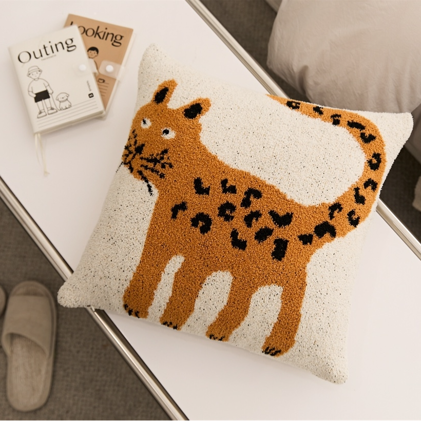 Fashion Cartoon Animal Spotted Leopard Pattern Decorative Pillow Cover