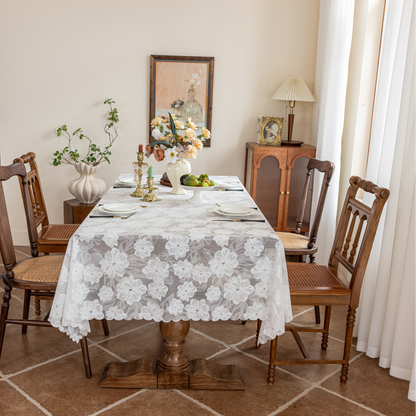 French Romantic Country Pastoral Rustic Lace Jacquard Weave Tablecloth