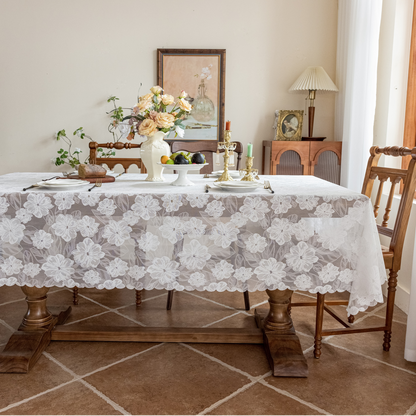 French Romantic Country Pastoral Rustic Lace Jacquard Weave Tablecloth