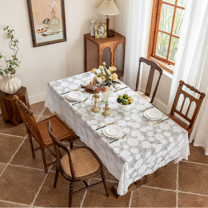 French Romantic Country Pastoral Rustic Lace Jacquard Weave Tablecloth