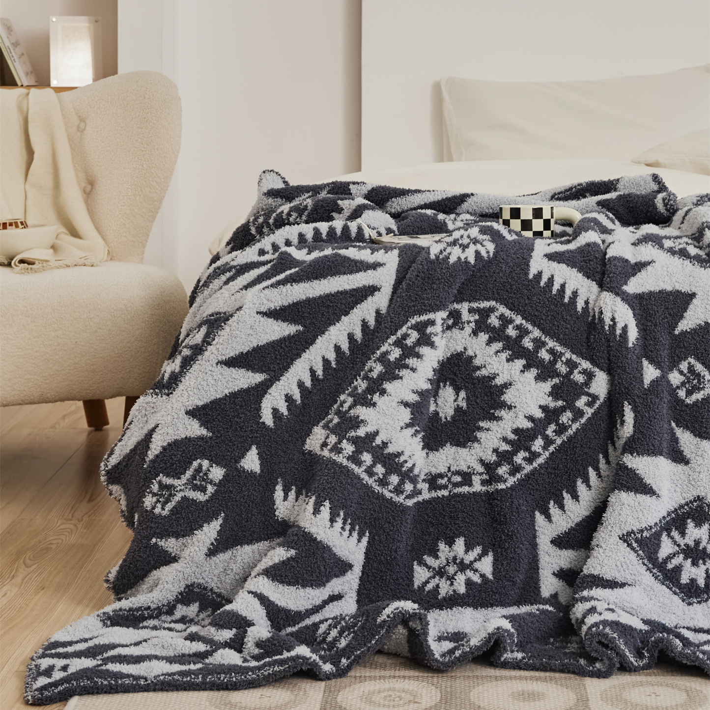 Geometric Pattern Ultra Soft Warm Velvet Holiday Throw Blanket