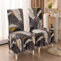 Floral Leaf Print Stretch Dining Chair Cover with Pleated Skirt Set of 2