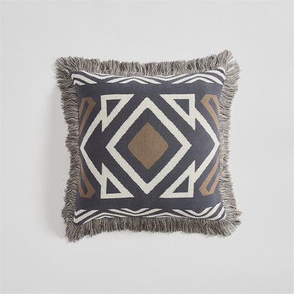 Geometric Pattern 100% Cotton Kint Decorative Throw Pillow Cover with Tassels