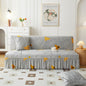 Geometric Pattern Futon Sofa Cover Stretch Armless Sofa Slipcover with Skirt