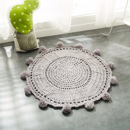 Handmade Woven Living Room Knitted Round Hollow Area Rug