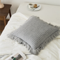 Waffle Weave Knit Decorative Throw Pillow Cover with Tassel