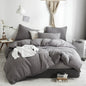 Washed Cotton Solid Color Duvet Cover Set with Ball Fringe 3 Pcs