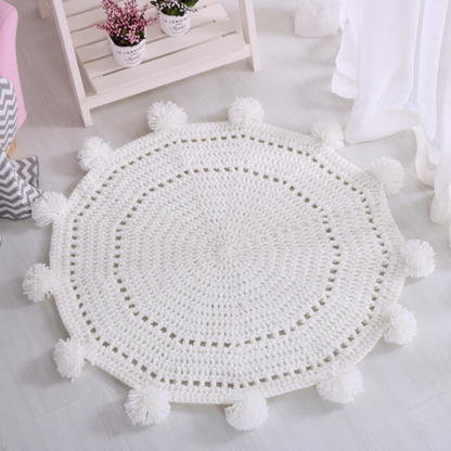 Handmade Woven Living Room Knitted Round Hollow Area Rug