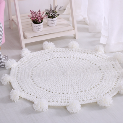 Handmade Woven Living Room Knitted Round Hollow Area Rug