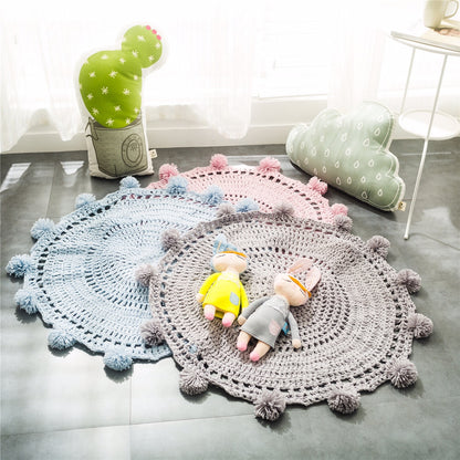 Handmade Woven Living Room Knitted Round Hollow Area Rug