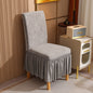 Crystal Velvet Fabric Dining Chair Seat Cover with Pleated Skirt