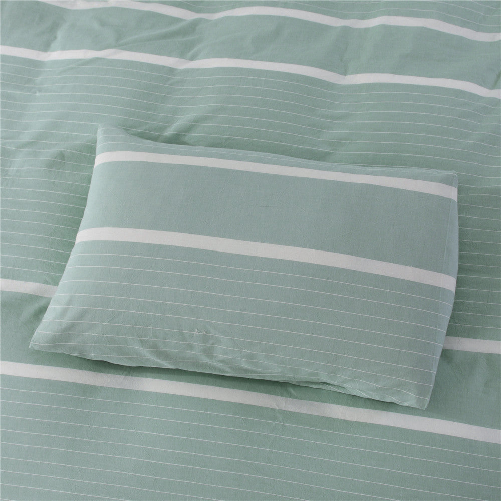 Stripes Pattern Printed Duvet Cover Set 100% Natural Cotton 3pcs