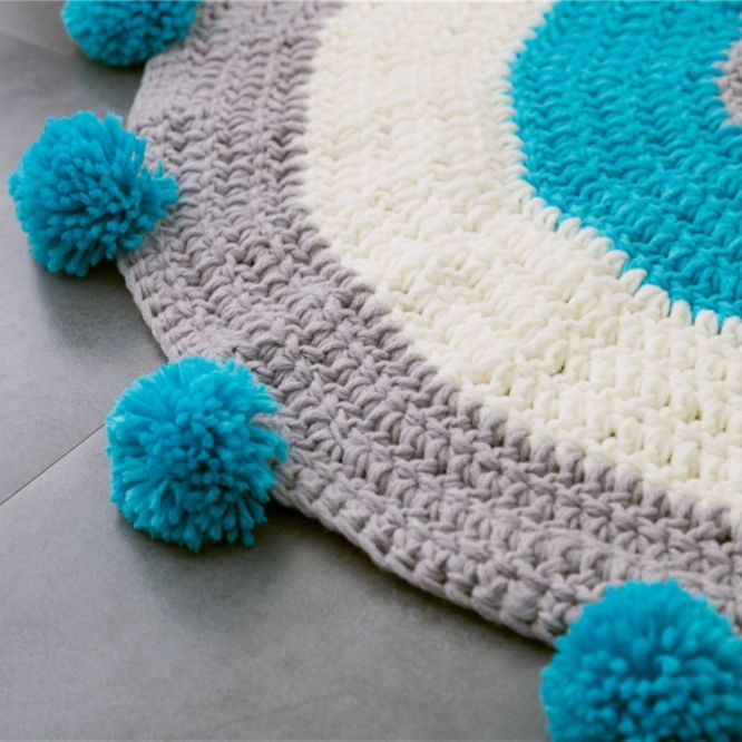 Nordic Style Handmade Woven Crochet Kid's Activity ‎Round Area Rug