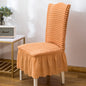 Bubble Gauze Stretch Restaurant Chair Seat Cover with Skirt