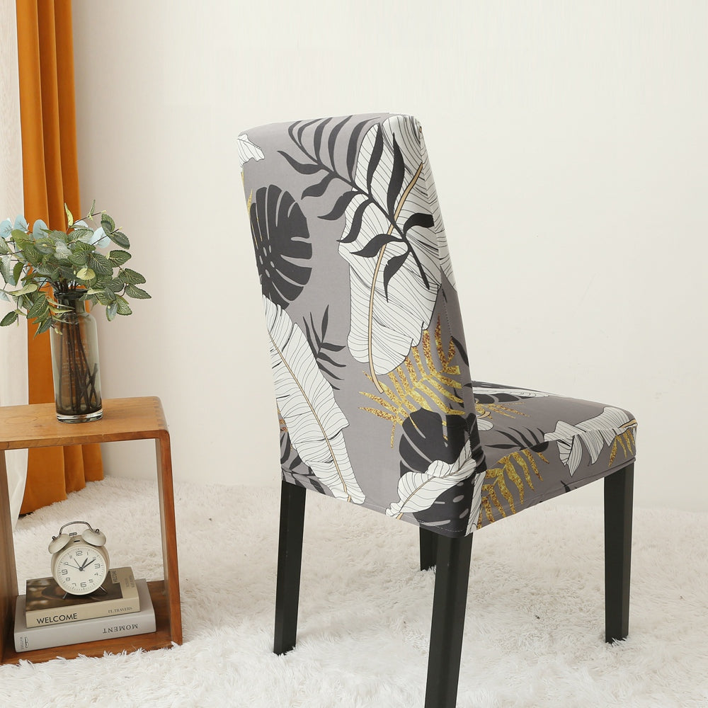 Palm Leaf Pattern Stretch Removable Washable Dining Chair Cover