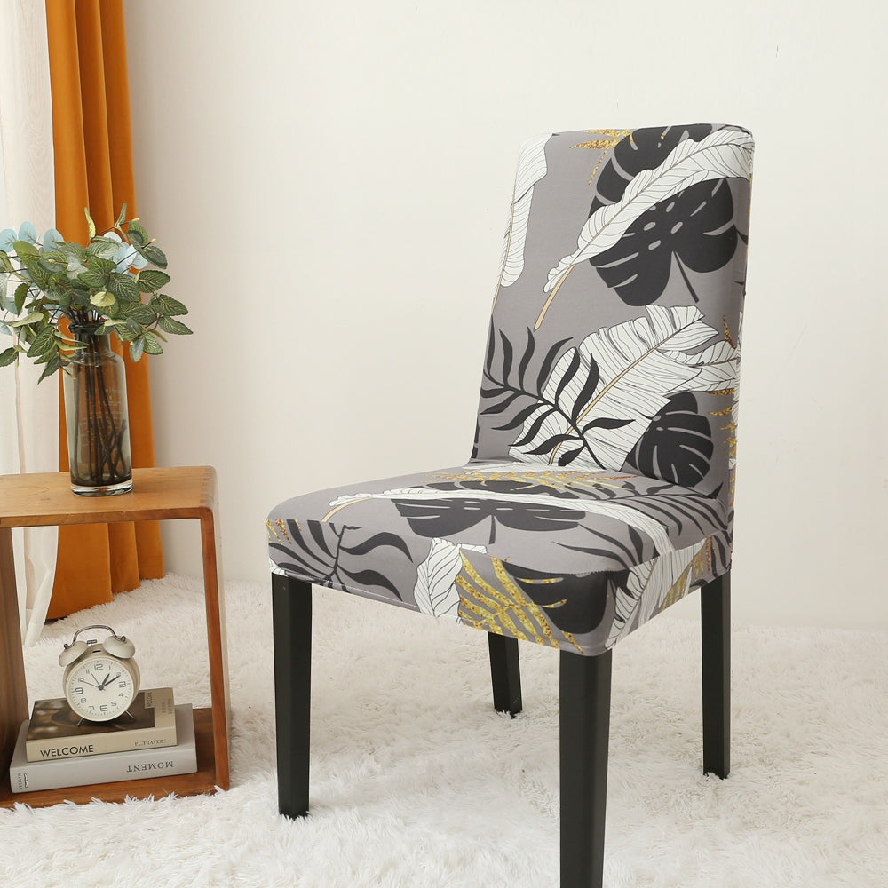 Palm Leaf Pattern Stretch Removable Washable Dining Chair Cover