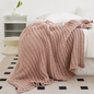 Solid Chunky Knit Throw Blanket for Couch Bedroom