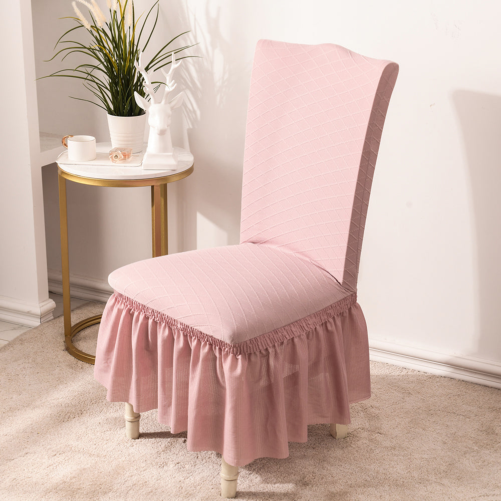 Jacquard Dining Chair Slipcover with Skirt for Wedding Banquet Party Decoration