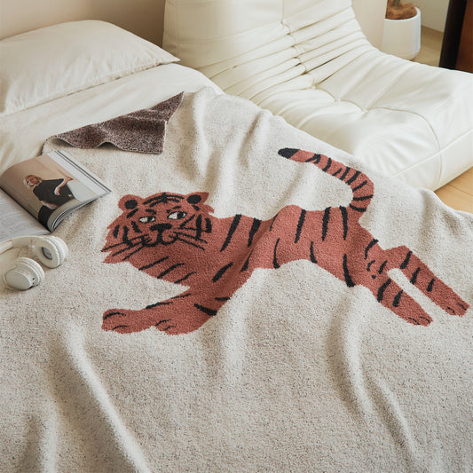 Pink Tiger Printed Ultra Soft Fleece Throw Blanket Gifts for Adults Kids