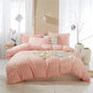 Washed Cotton Solid Color Duvet Cover Set with Ball Fringe 3 Pcs