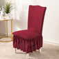 Jacquard Dining Chair Slipcover with Skirt for Wedding Banquet Party Decoration