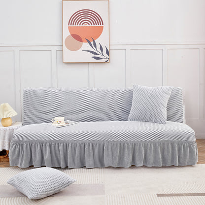 Soft Armless Sofa Slipcover with Skirt Stretch Futon Sofa Cover