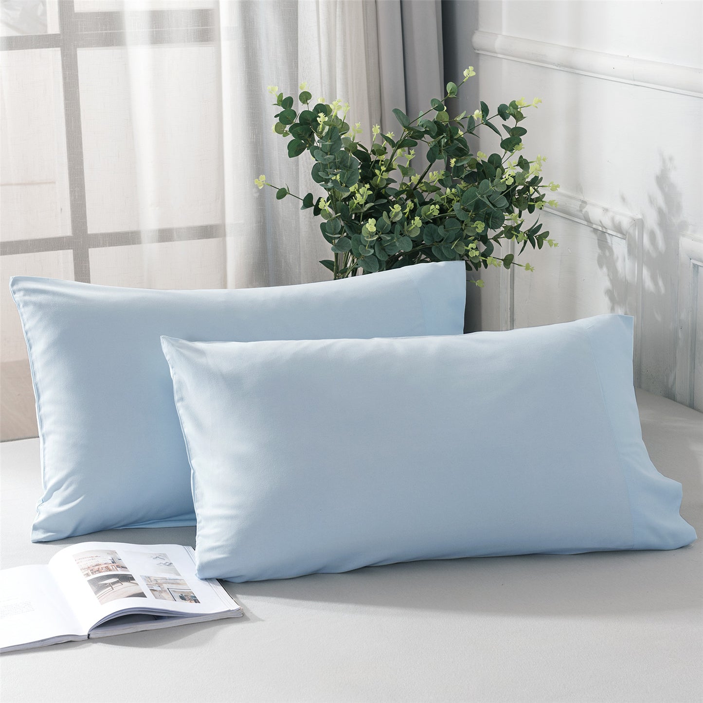 Autumn and Winter Sanding Thick Solid Color Envelope Pillowcases Set of 2