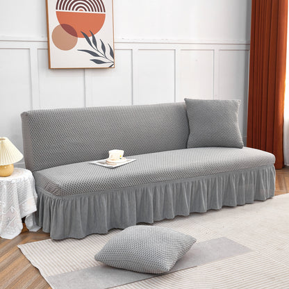 Soft Armless Sofa Slipcover with Skirt Stretch Futon Sofa Cover