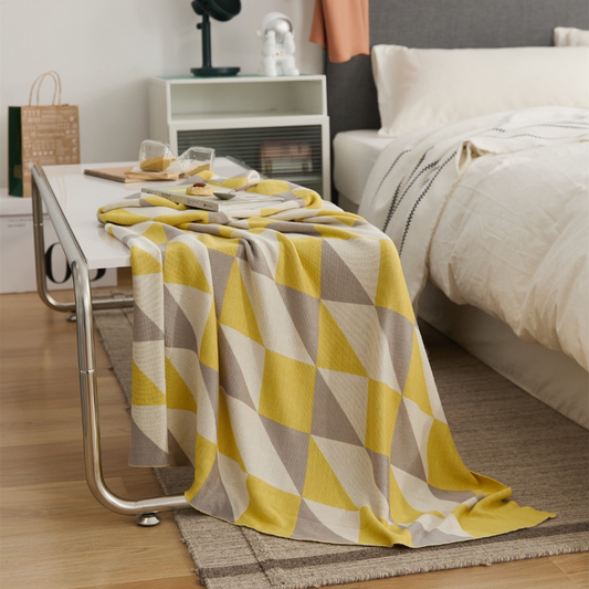 Soft Cozy Bamboo Fiber Jacquard Knitted Throw Blanket for Summer