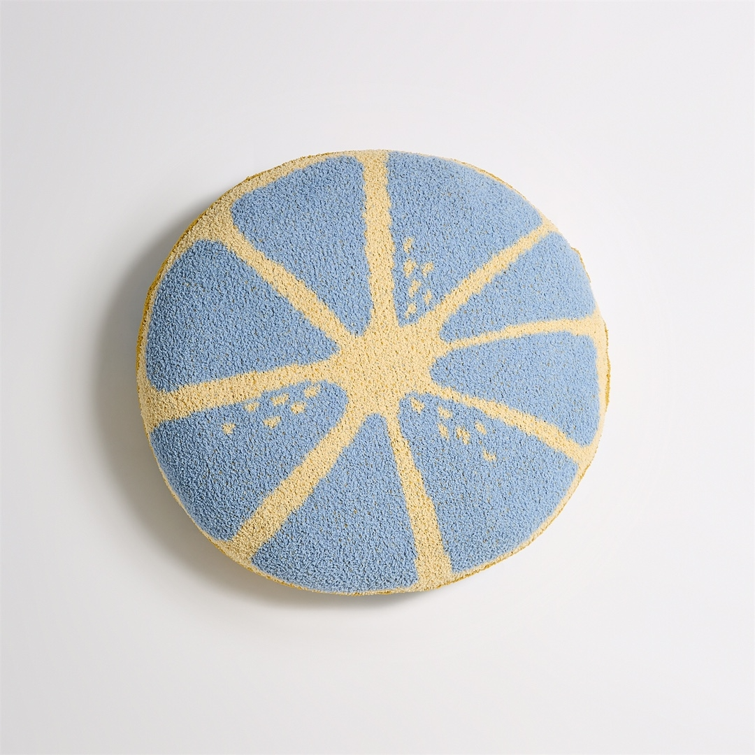 Soft Cozy Lemon Slice Pattern Round Decorative Throw Pillow