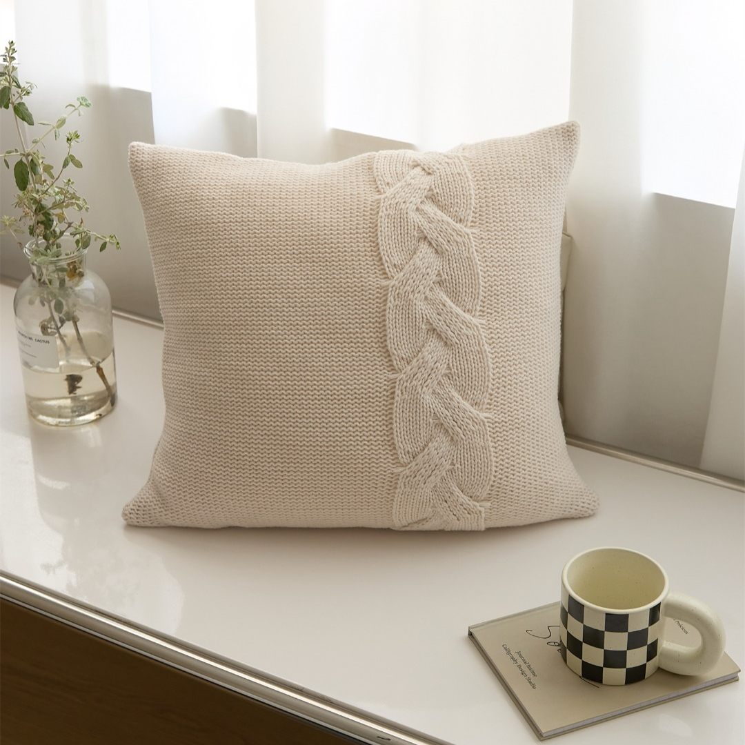 Soft Cozy Living Room Square Knitted Decorative Pillow Cover